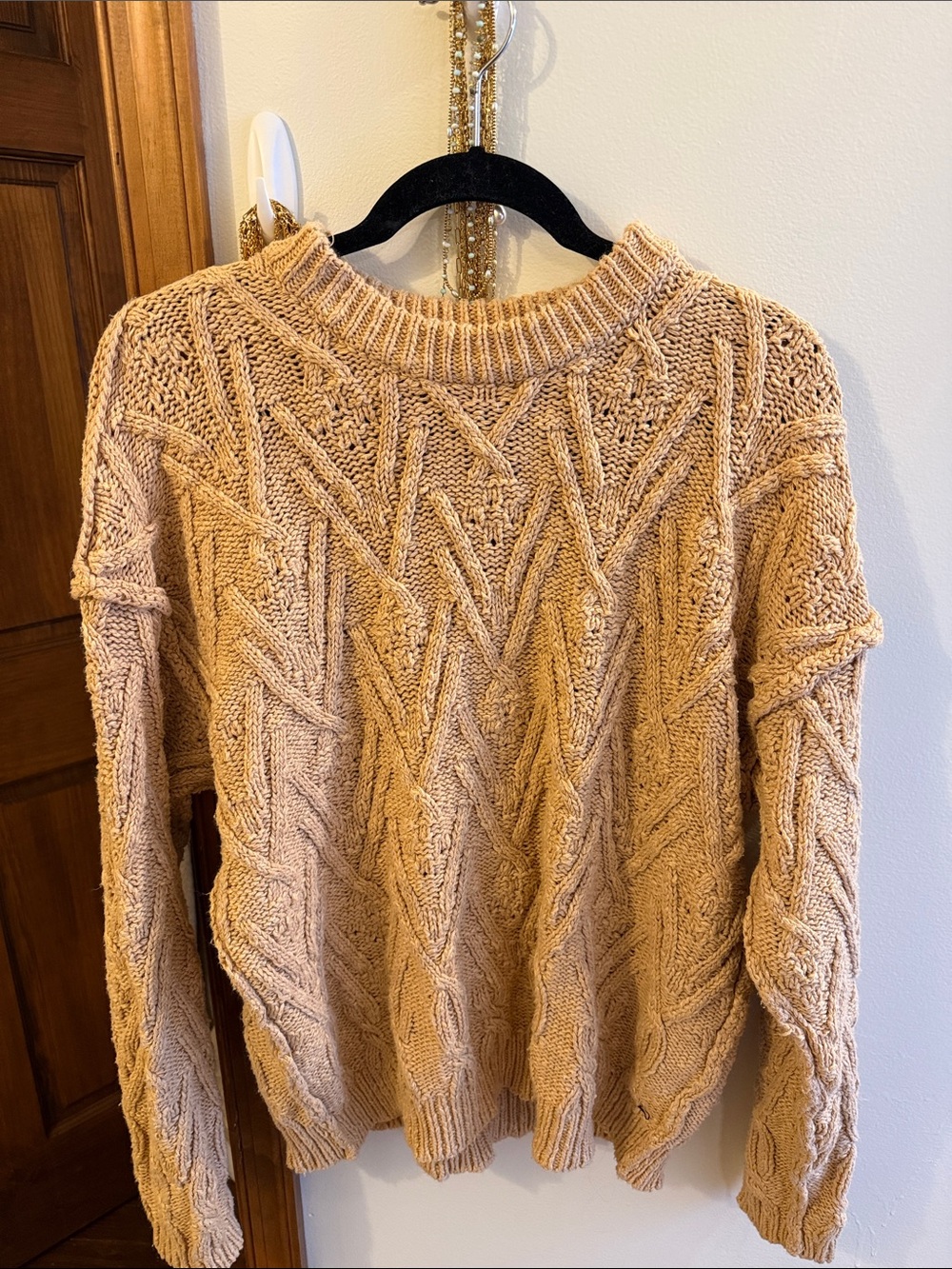 Free People Cream Cable Knit Sweater